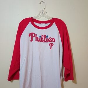 Phillies Men's Long Sleeve Raglan Tee - Red & White